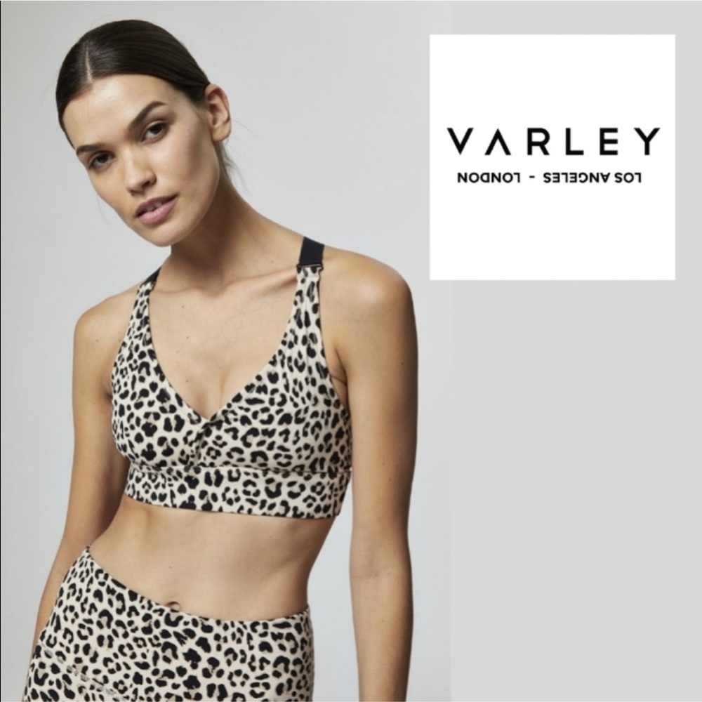 VARLEY NWT HARPER LEOPARD PRINT SPORTS BRA XS - Picture 1 of 3
